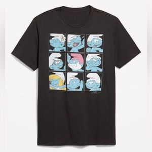 New The Smurfs cartoon dark grey women's t-shirt size L 100% cotton graphic tee